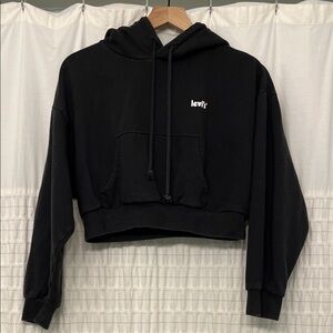 Levi's Charcoal Grey Cropped Hoodie; stylish and cozy! Size Small, used, good
